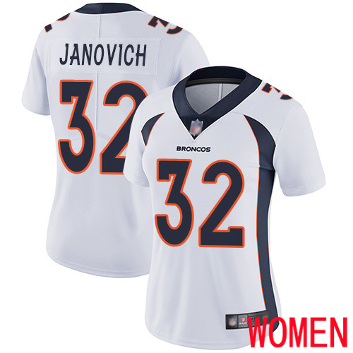Women Denver Broncos 32 Andy Janovich White Vapor Untouchable Limited Player Football NFL Jersey